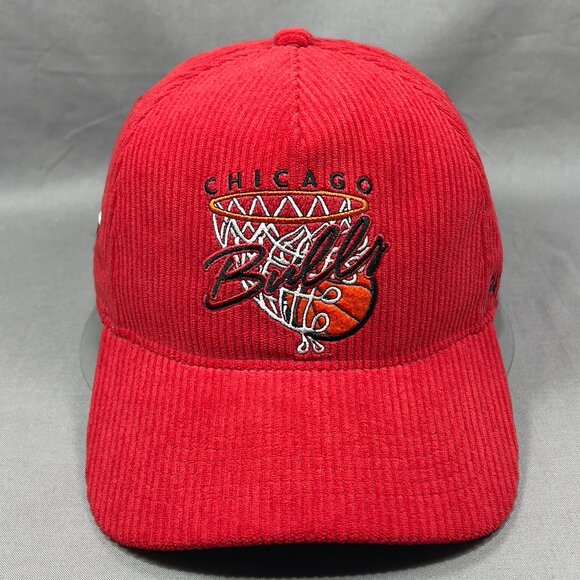 Chicago Bulls NBA Snapback Hat Cap 47 Brand Red Corduroy Golfer Retro Golf Mens - Picture 2 of 16